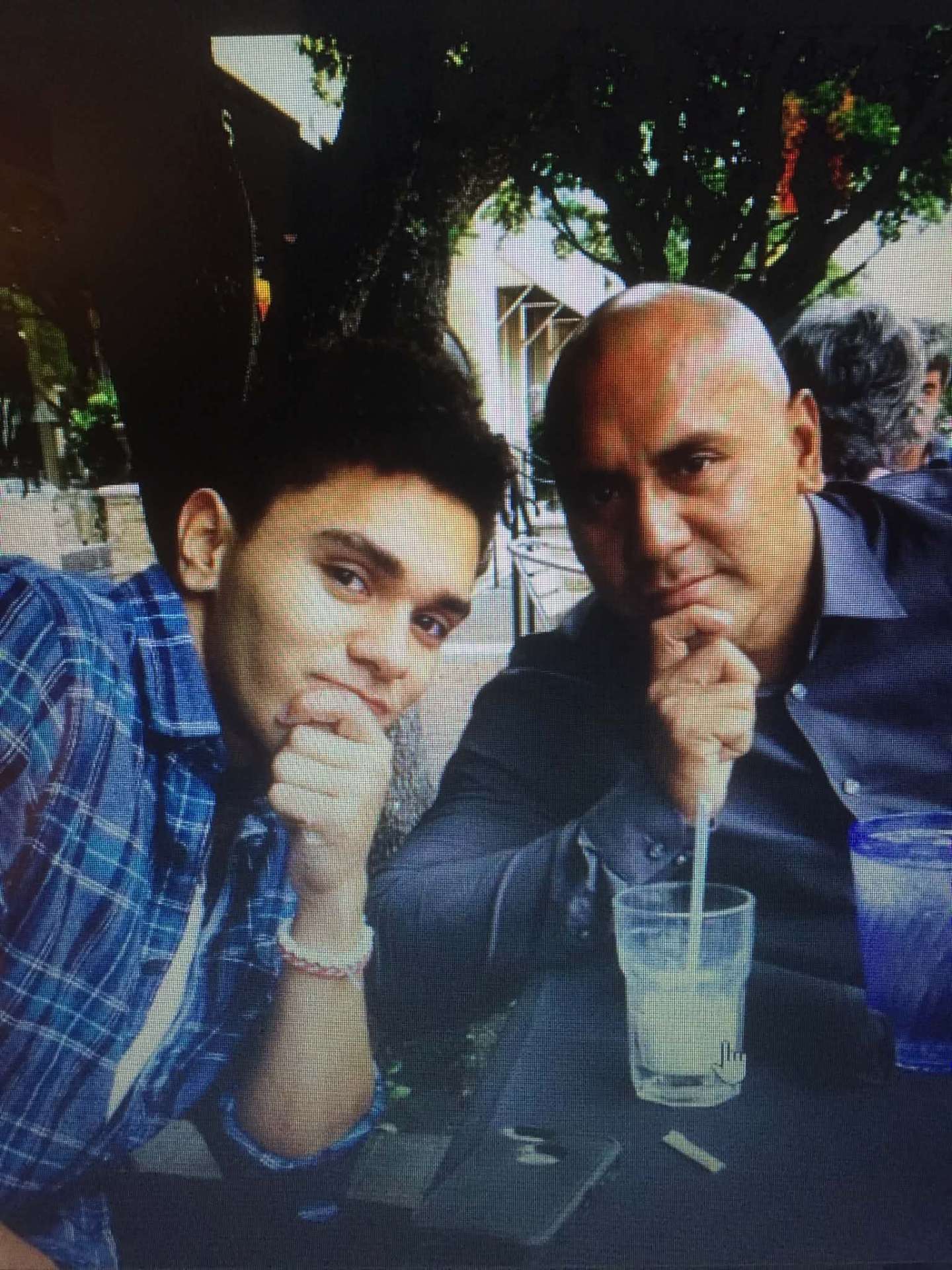 Josiah with his uncle at dinner