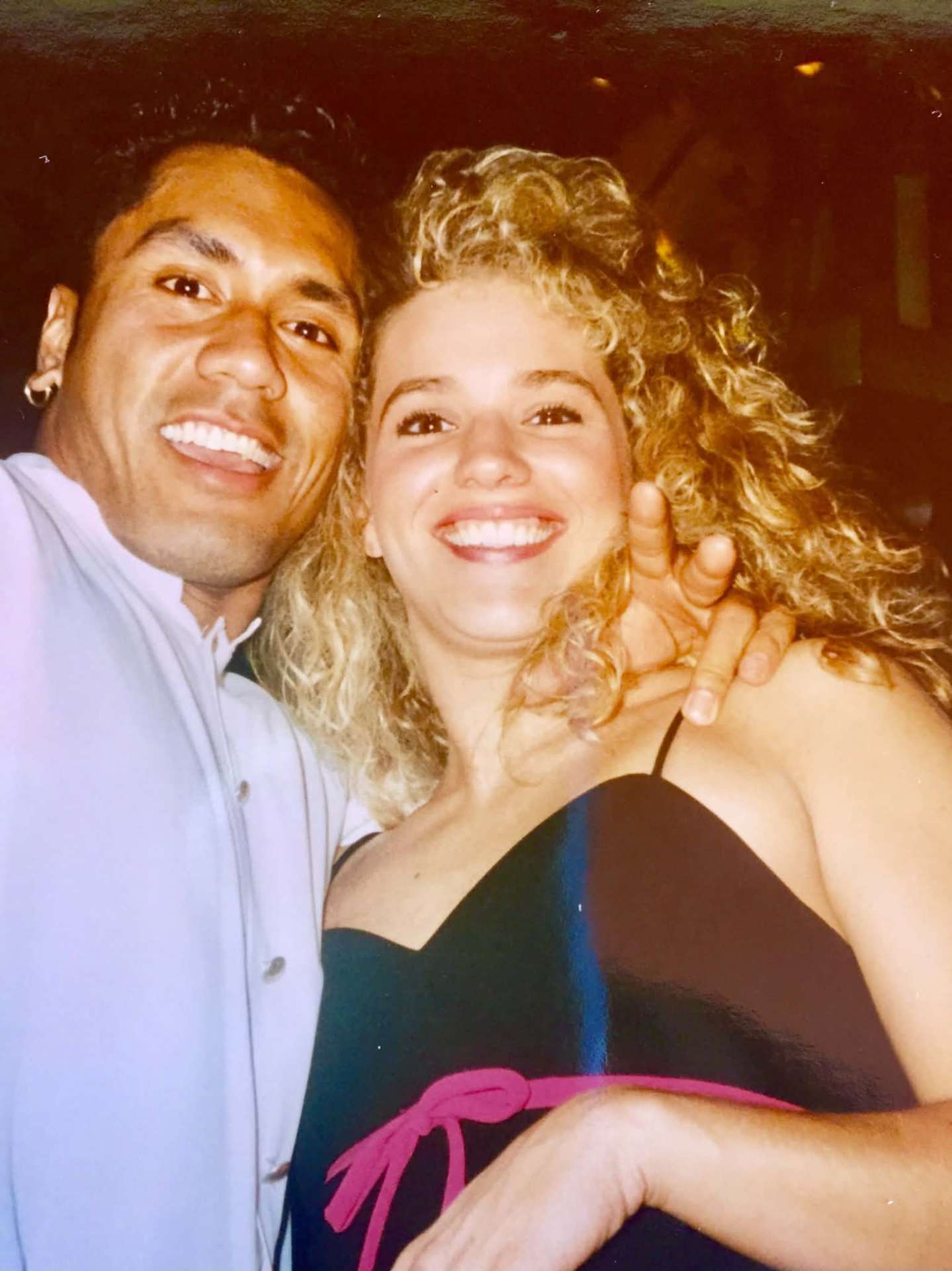 Stacy and McCann smiling together