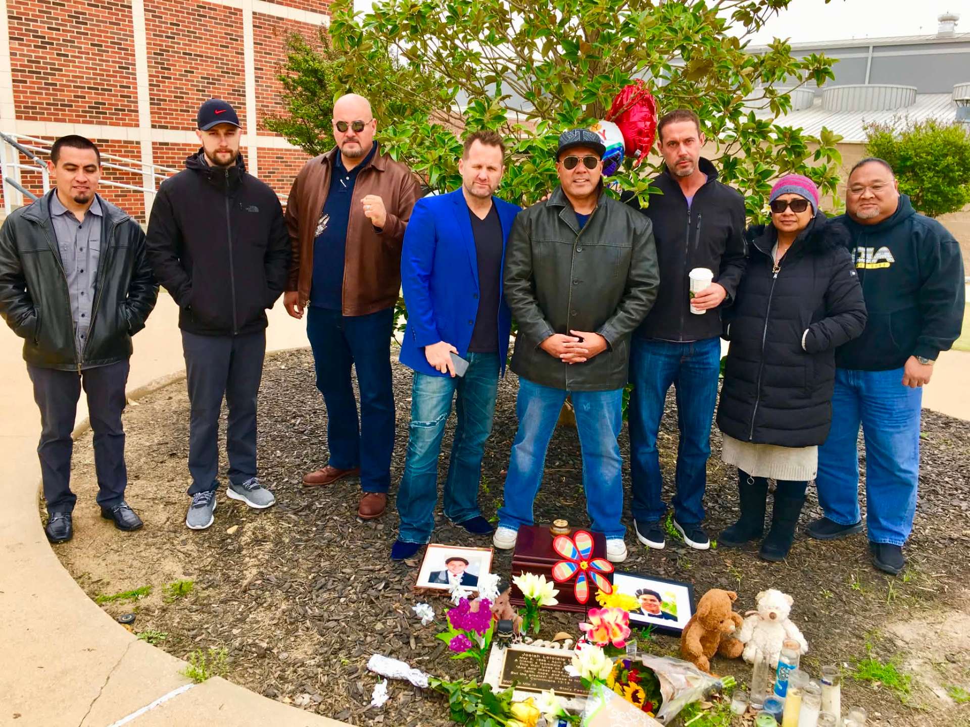 Dad with extended family and friends at the memorial